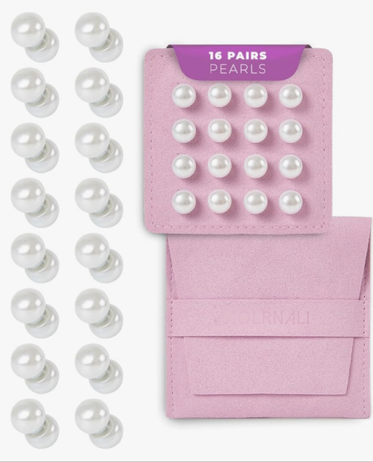 Pearl Veil Weights - 16 Pairs of Magnetic Bridal Veil Weights - Secures Long Veils for Outdoor Weddings - Premium Wedding Accessories for The Bride