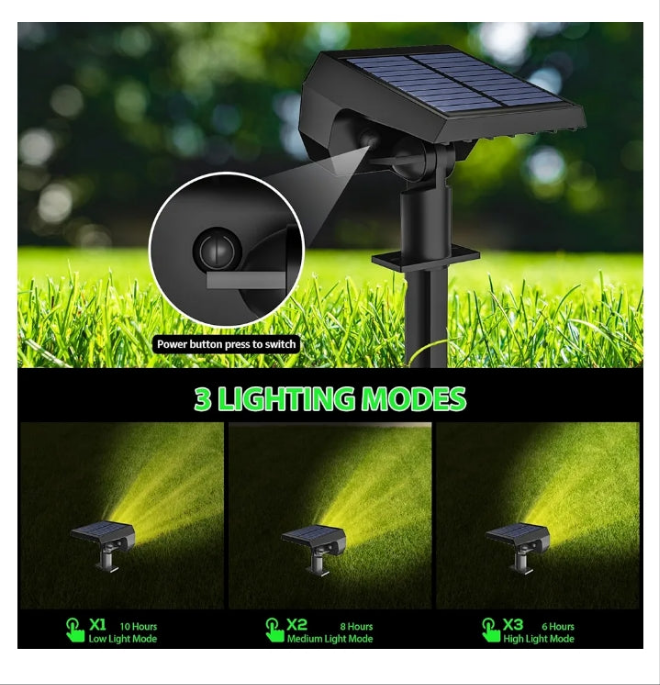 Solar Spot Lights Outdoor Waterproof, 3 Lighting Modes Solar Landscape Lights for Outside, 56LED Solar Powered Lights Dusk to Dawn Pack of 6 Warm white