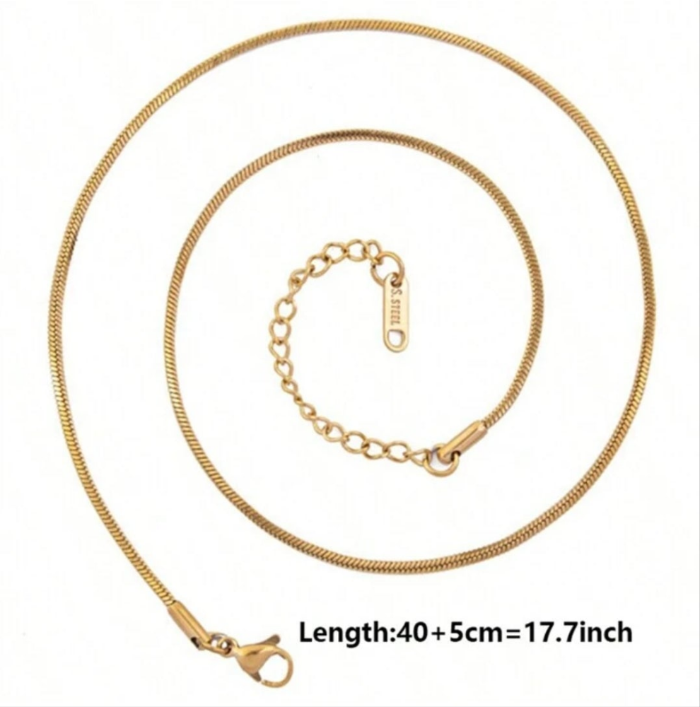 10pcs 45cm Stainless Steel Simple Lobster Clasp Square Snake Chain Necklace, Suitable For Jewelry DIY