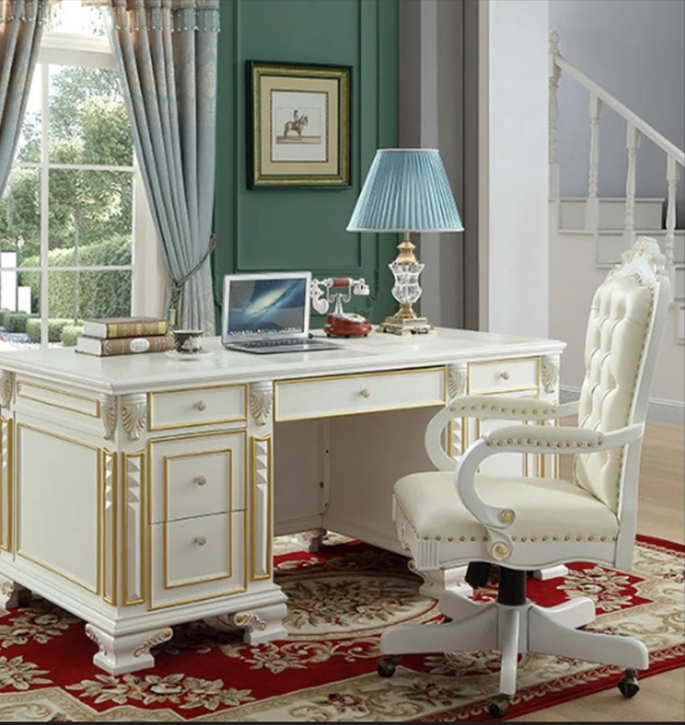 Elegant Pink Office Chair and Desk Set 2 Pieces