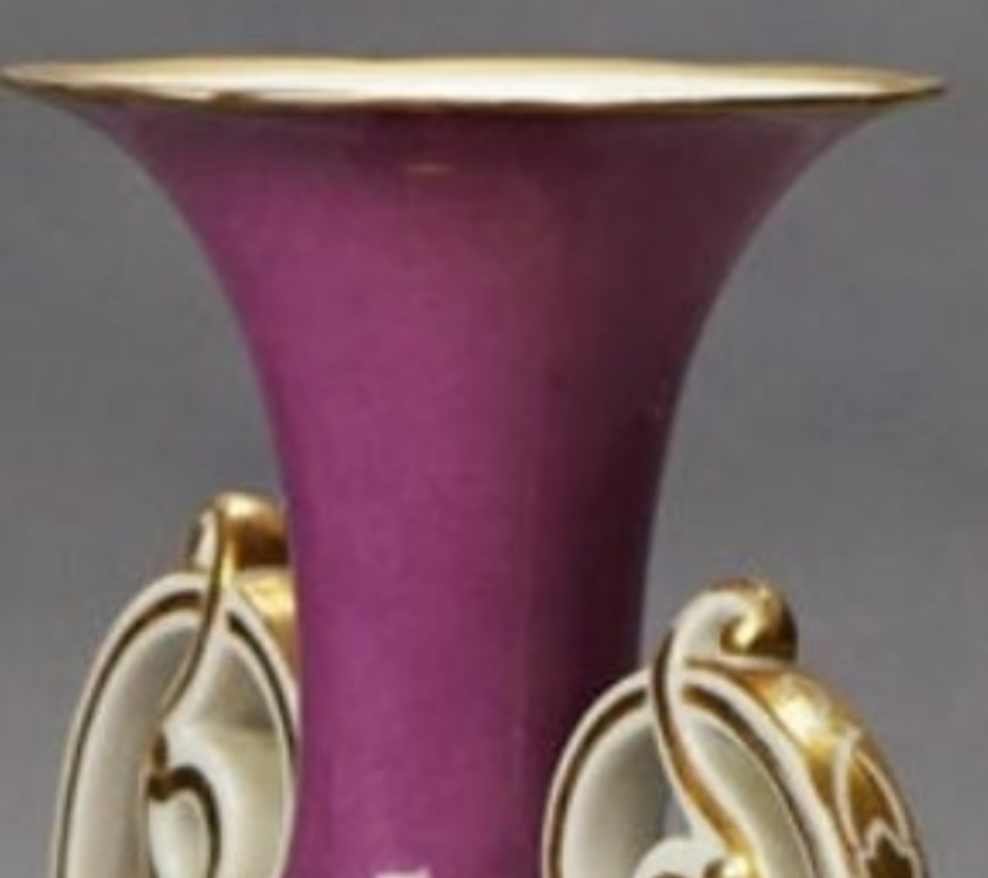 Antique Old Paris Porcelain Scenic Landscape Vase with Scroll Form Handles