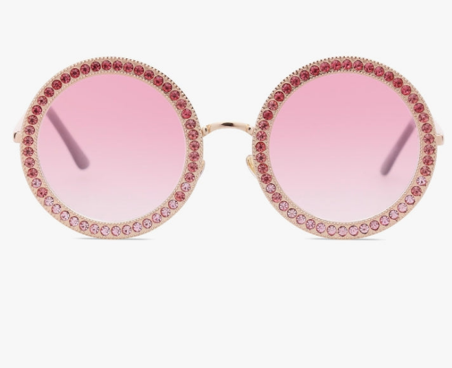 Shining Oversized Round Rhinestone Sunglasses Festival Gem