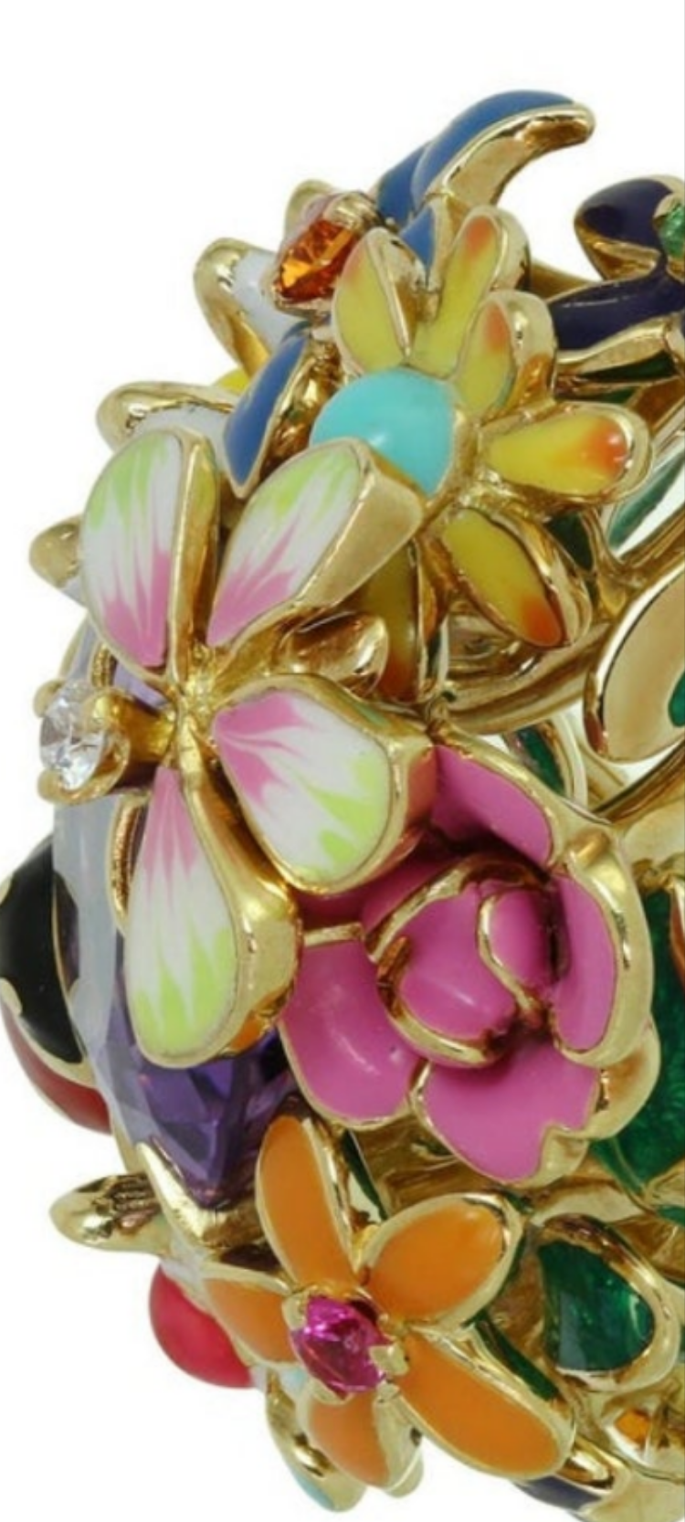 CHRISTIAN DIOR Diorette Amethyst Diamond Gemstone Yellow Gold Large Ring 19k White Gold