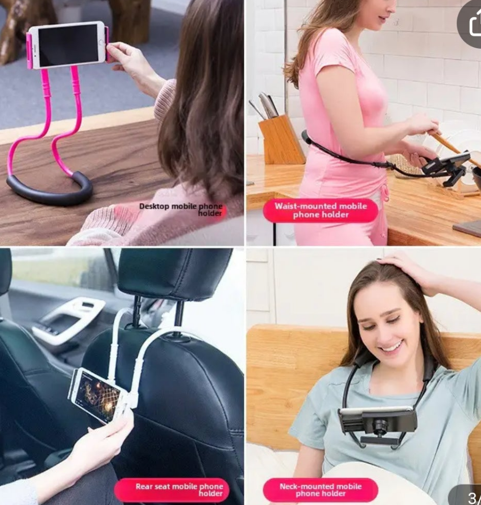 Phone holder 1 piece General New Multifunctional Creative Mobile Live Streaming Neck Stand Desktop Neck Hanging Cantilever Phone Stand material ABS