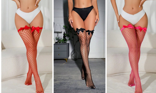 3pcs Thigh High Stockings, Suitable For Dating, Party Valentine's Day red, black,pink