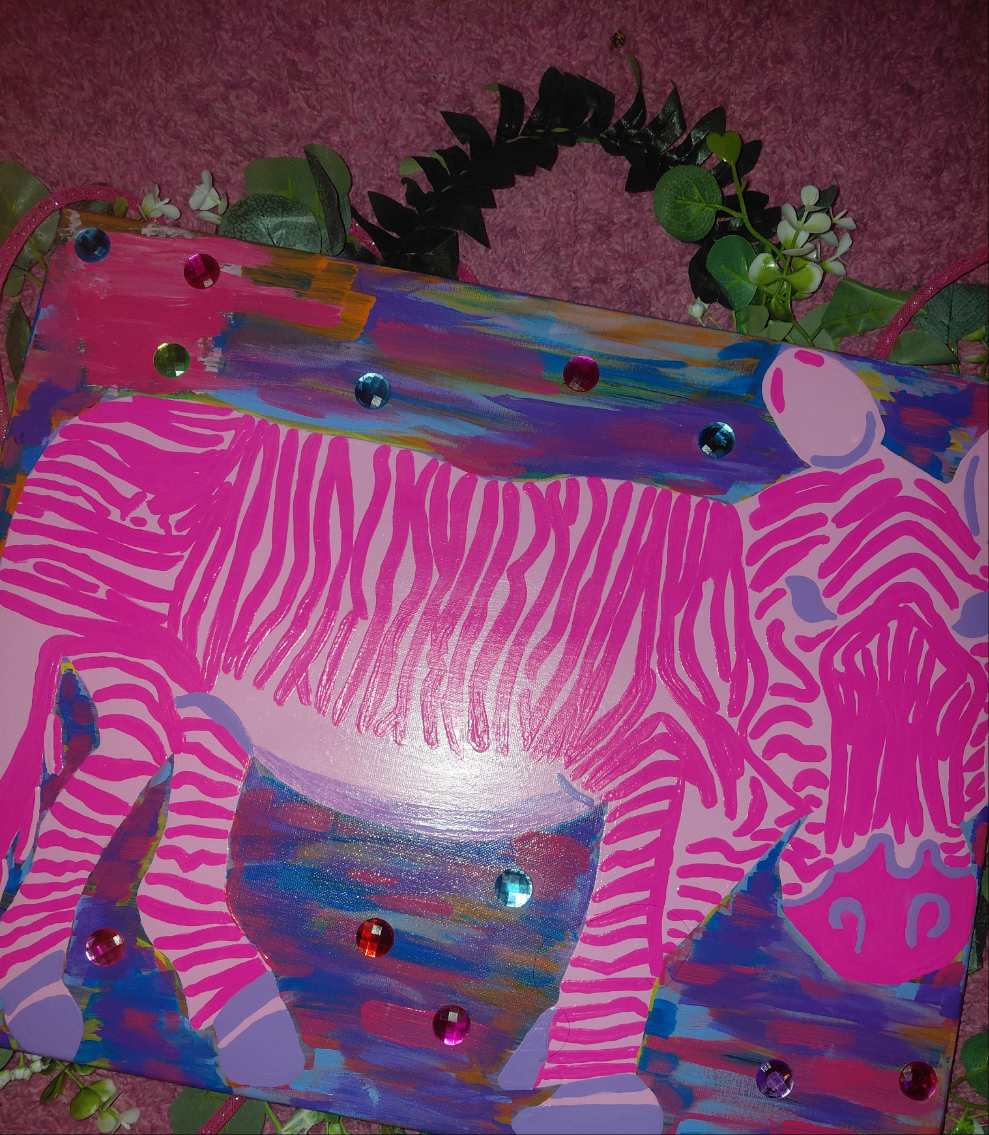 Cocomoney At Pink Zebra 1 of 1 custom piece acrylic on canvas