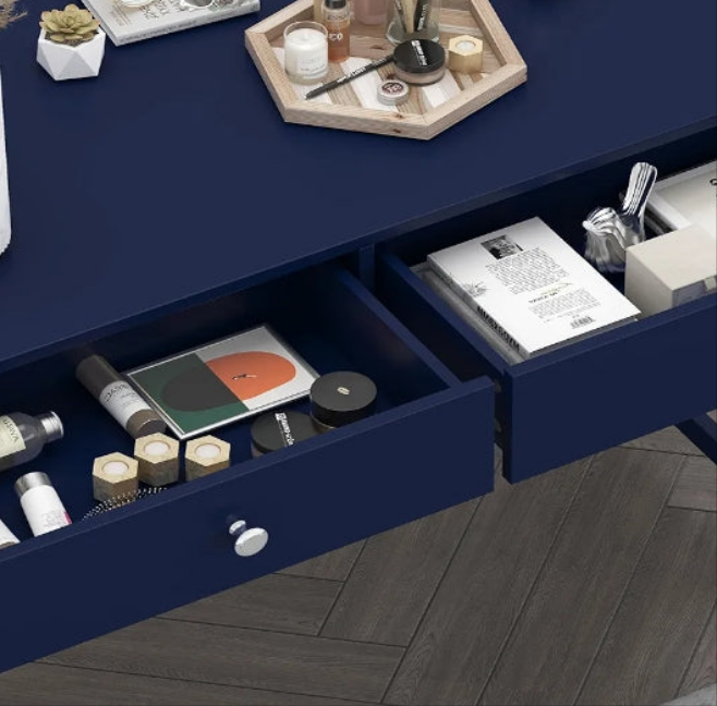 Office Desk with Drawers Modern Writing Computer Desk, Small Makeup Vanity Table Desk for Bedroom, Study Table for Home Office
