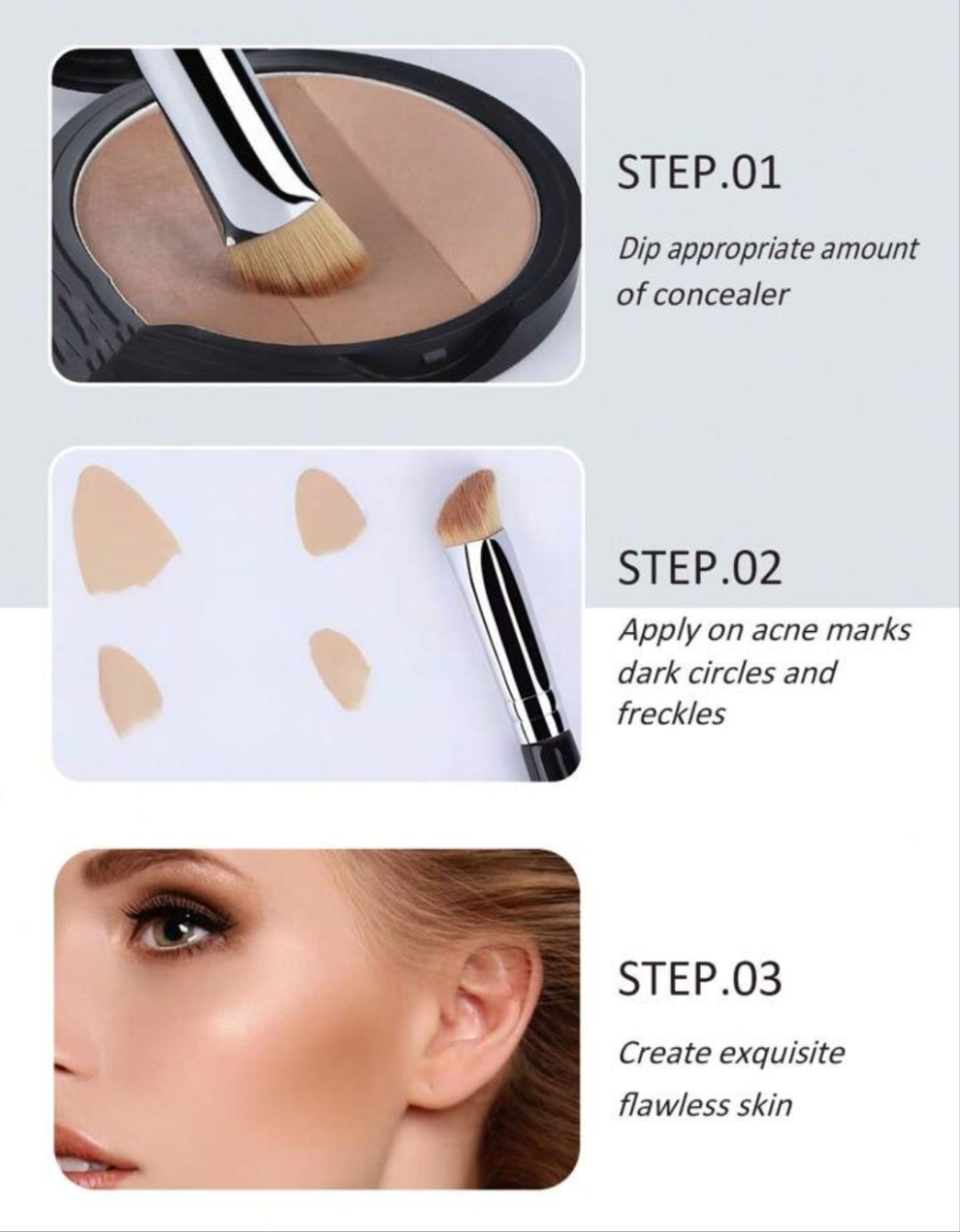 Angled Concealer Brush Under Eye, Small Concealer Blending Brush For Puffiness, Makeup Tool For Makeup Starters