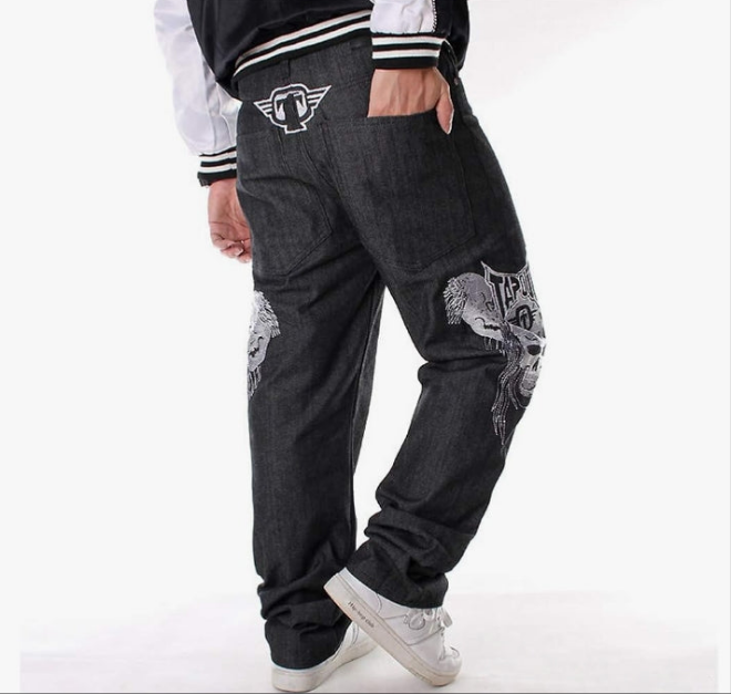 Men's Baggy Jeans Hip Hop Loose fit 90s Vintage Cargo Denim Pants Fashion Dance Skater Skateboard Pants