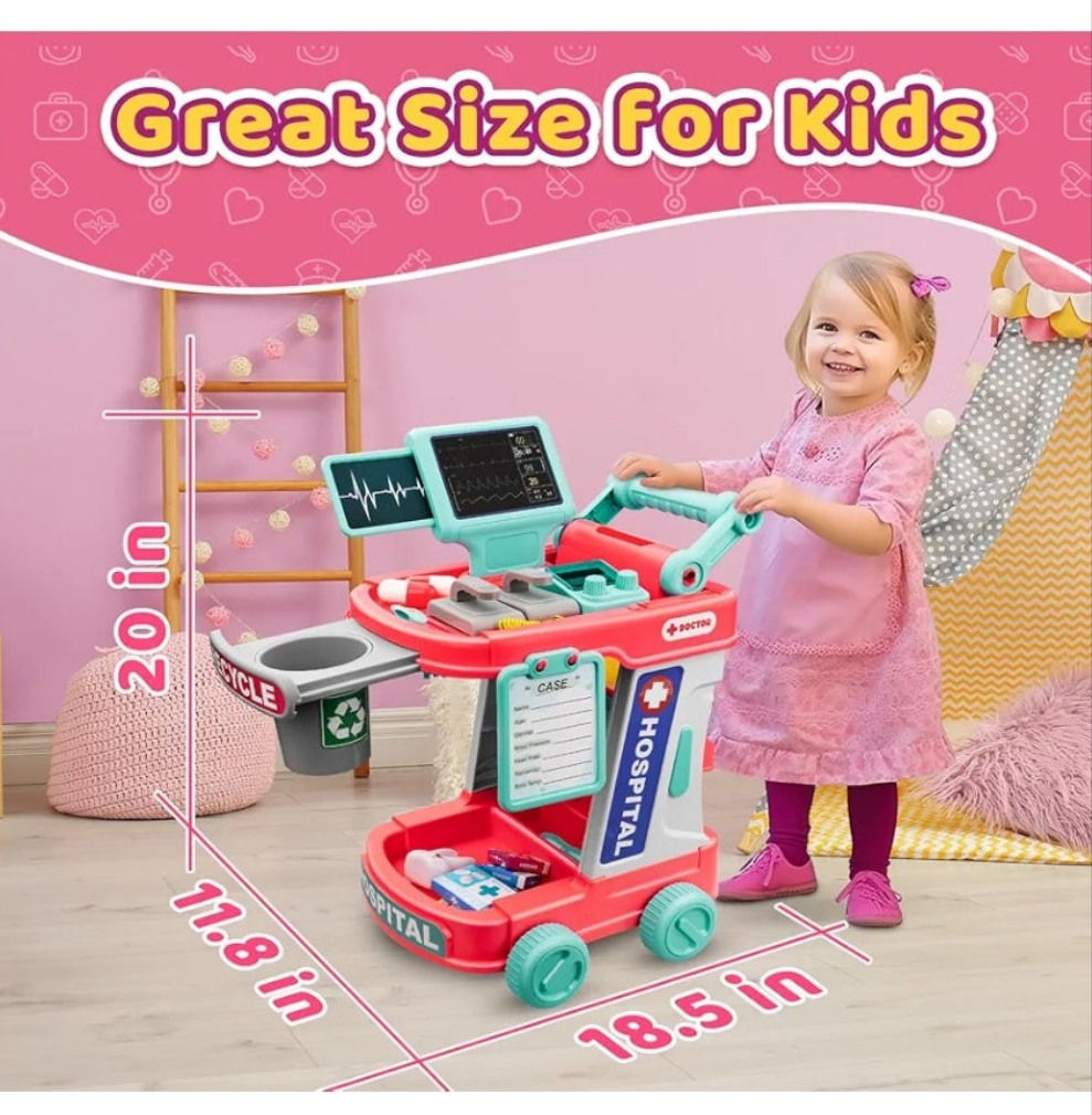 Doctor Kit for kids 3+ Medical Kit Toy Doctor Cart Stethoscope and Other Accessories Boy and Girl Fun Role Playing Game Toy Kids Pretend Play Girls Toys for 3+ There's 4 sets to choose from. Choose your set below.