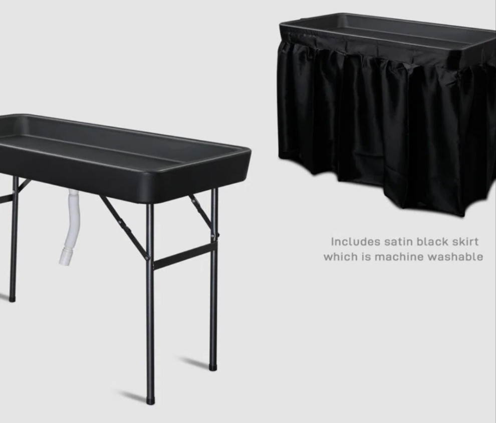 Portable Party 4 FT. Folding Ice Cooler Table with Removable Matching Skirt and Drain HoseIce folding table comes with a drain hose