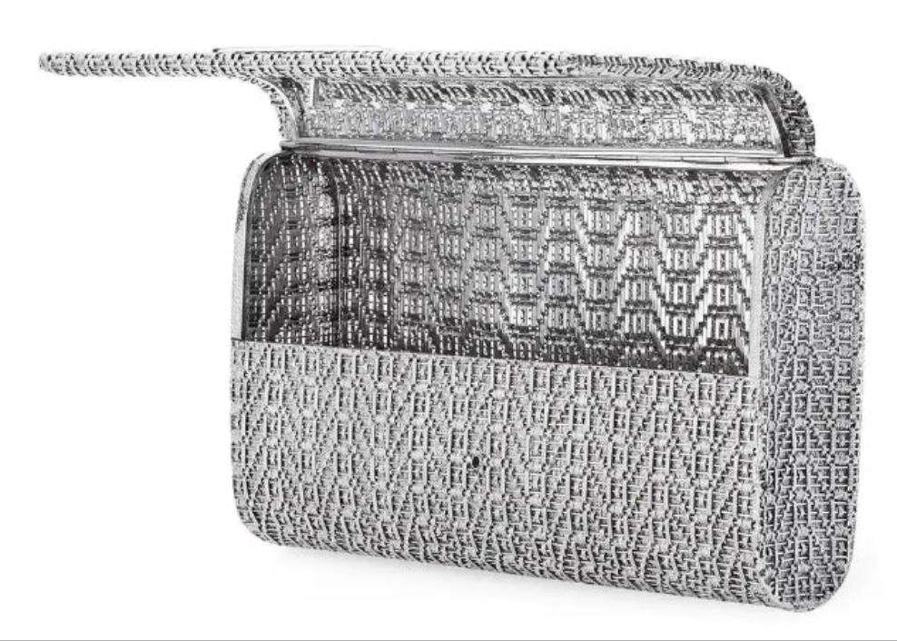 1960's Diamond Ladies Italian 18K White Gold Clutch Purse