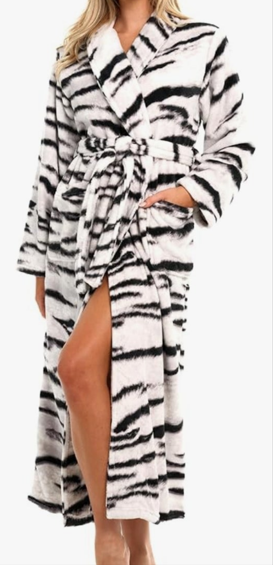 Plush Robe for Women, Long Fleece Winter Bath Robe,