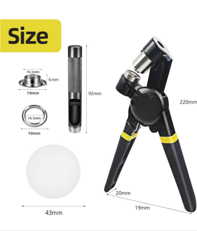 Grommet Tool Kit, 3/8 inch Handheld Eyelet Kit Manual Grommet Press Machine with 500 pcs 10 mm Grommets