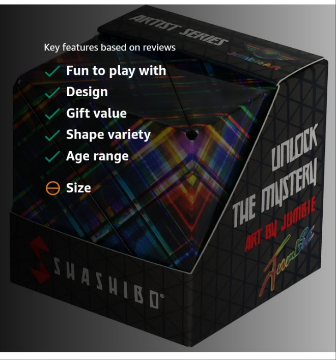 Shape Shifting Box - Award-Winning, Patented Fidget Cube w/ 36 Rare Earth Magnets - Transforms Into Over 70 Shapes, Download Fun in Motion Toys Mobile App (Artist Series