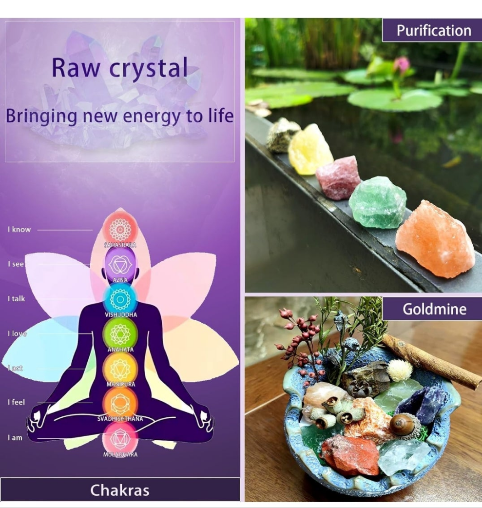 12PCS Larger Crystals and Healing Stones, Raw Chakra Stones for Reiki, Meditation, Yoga, Aromatherapy, Spiritual Gift Box, 1.57-2.36 Inch
