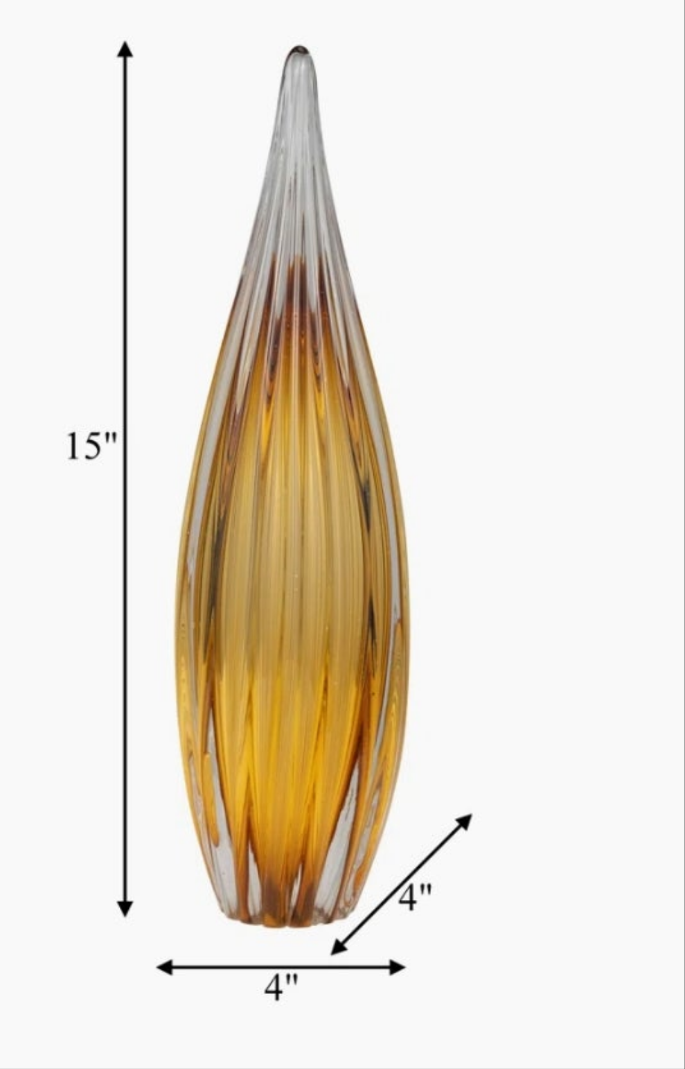 Handcrafted Glass Sculpture with Grooved Teardrop Design and Sleek Contemporary Silhouette Sculpture Decor