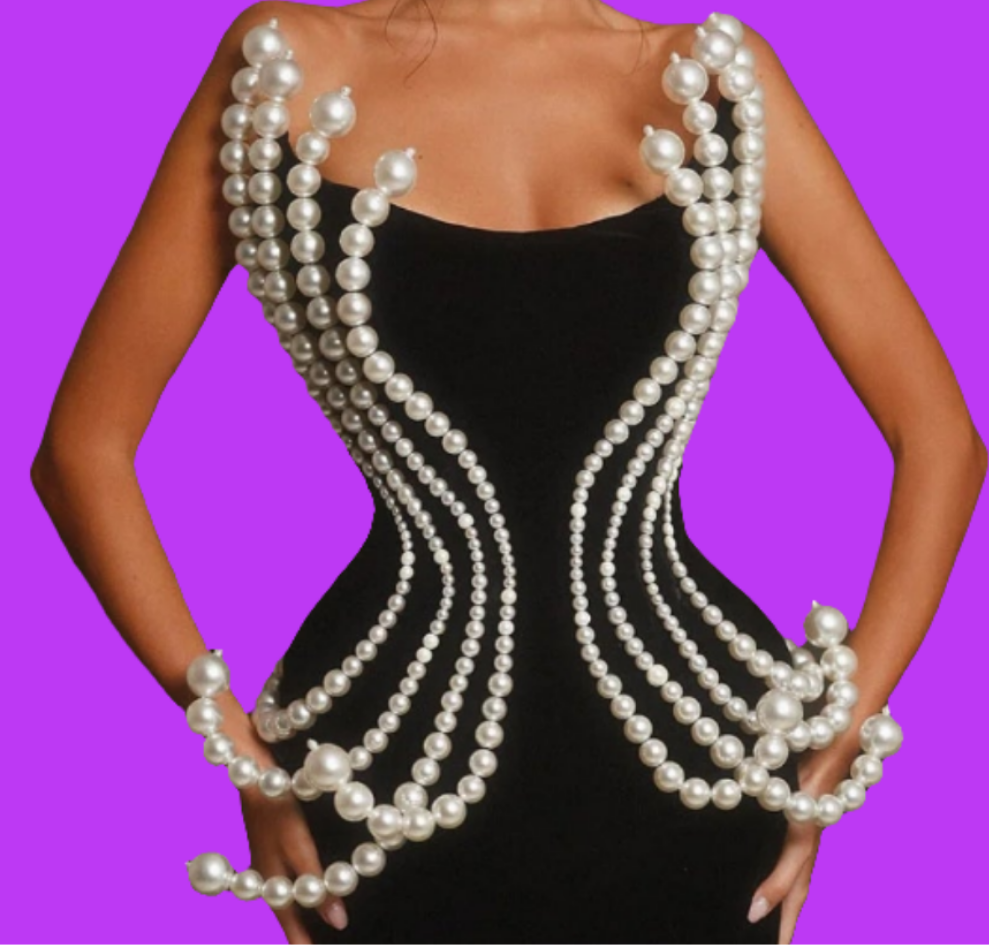Pearls Beaded Strapless Mermaid Maxi Dress-Black COCOMONEY
