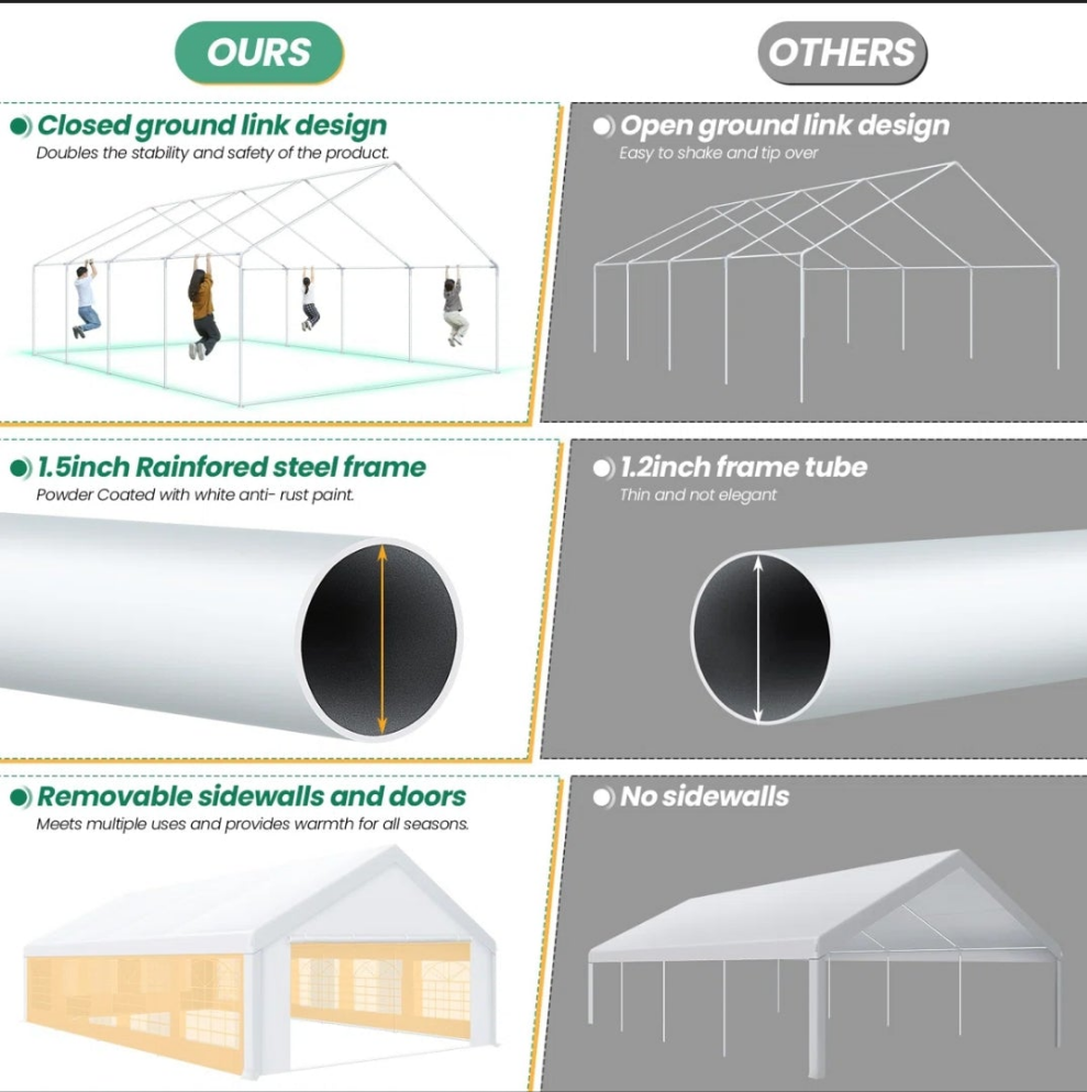 20'x30' Heavy-Duty Party Tent - Waterproof with Removable Walls & Sandbags for Weddings, Events parties Birthdays