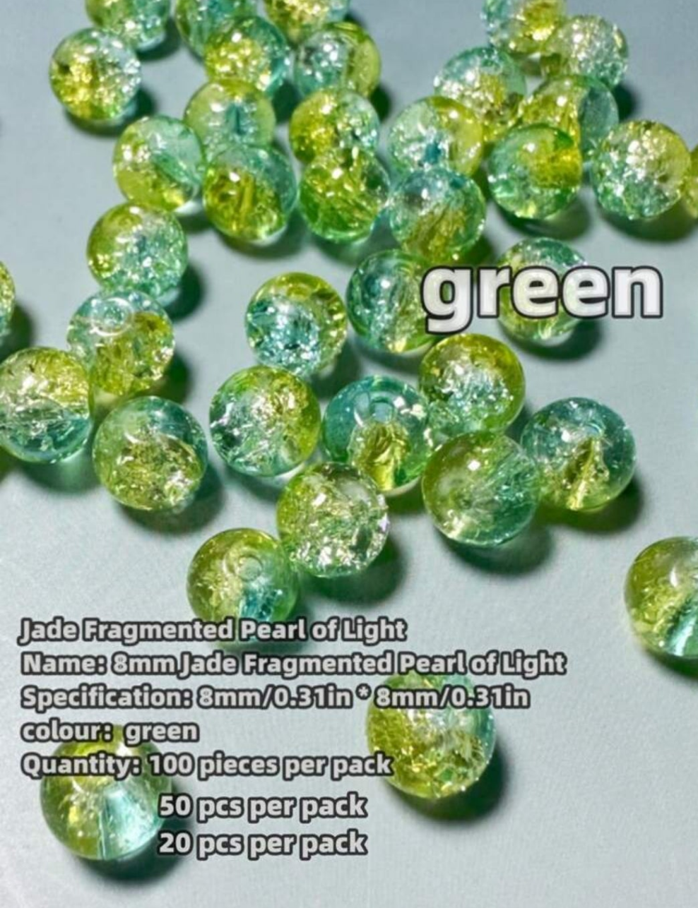 200/500pcs 6mm/8mm Jade Glass Beads For DIY Jewelry Making, Garment Accessories, Mobile Phone/Purse Pendants