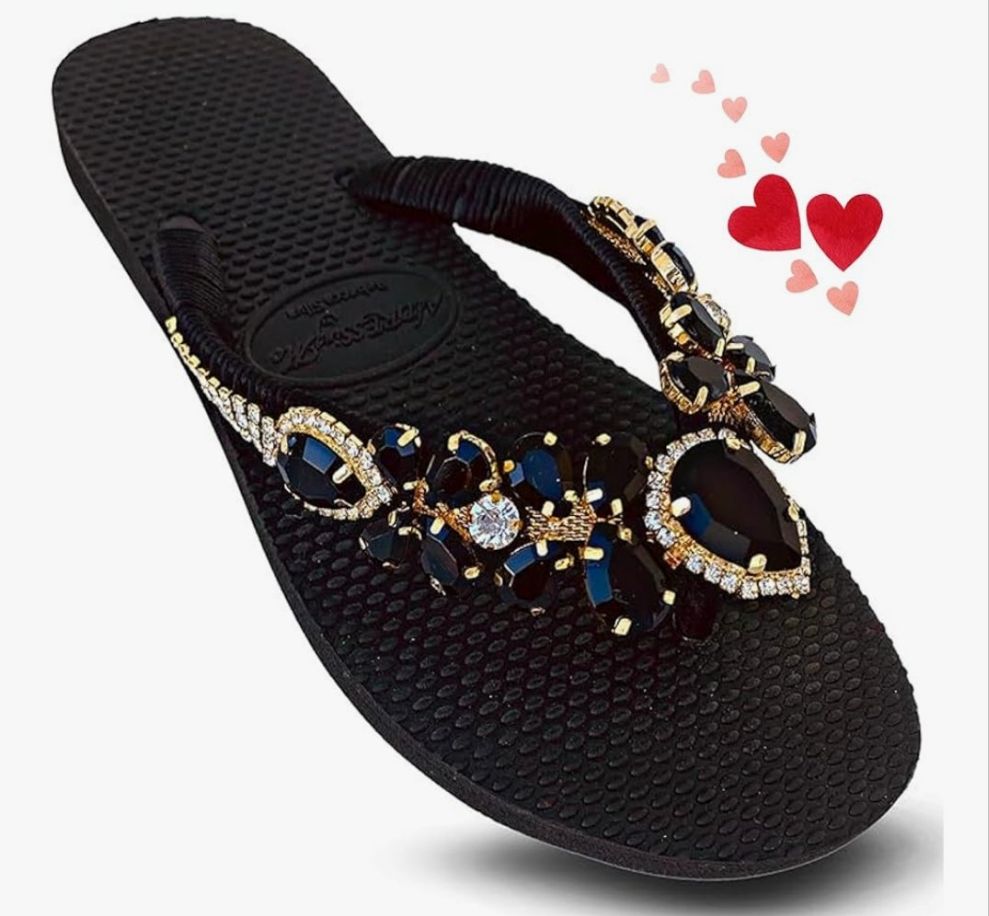 Glam Rhinestones Flip Flops For Women