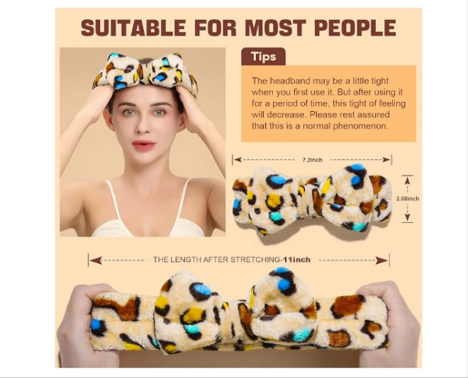 Spa Headbands - 9Pcs Cute Bow Headbands for Women, Skincare and Makeup, Washing Face