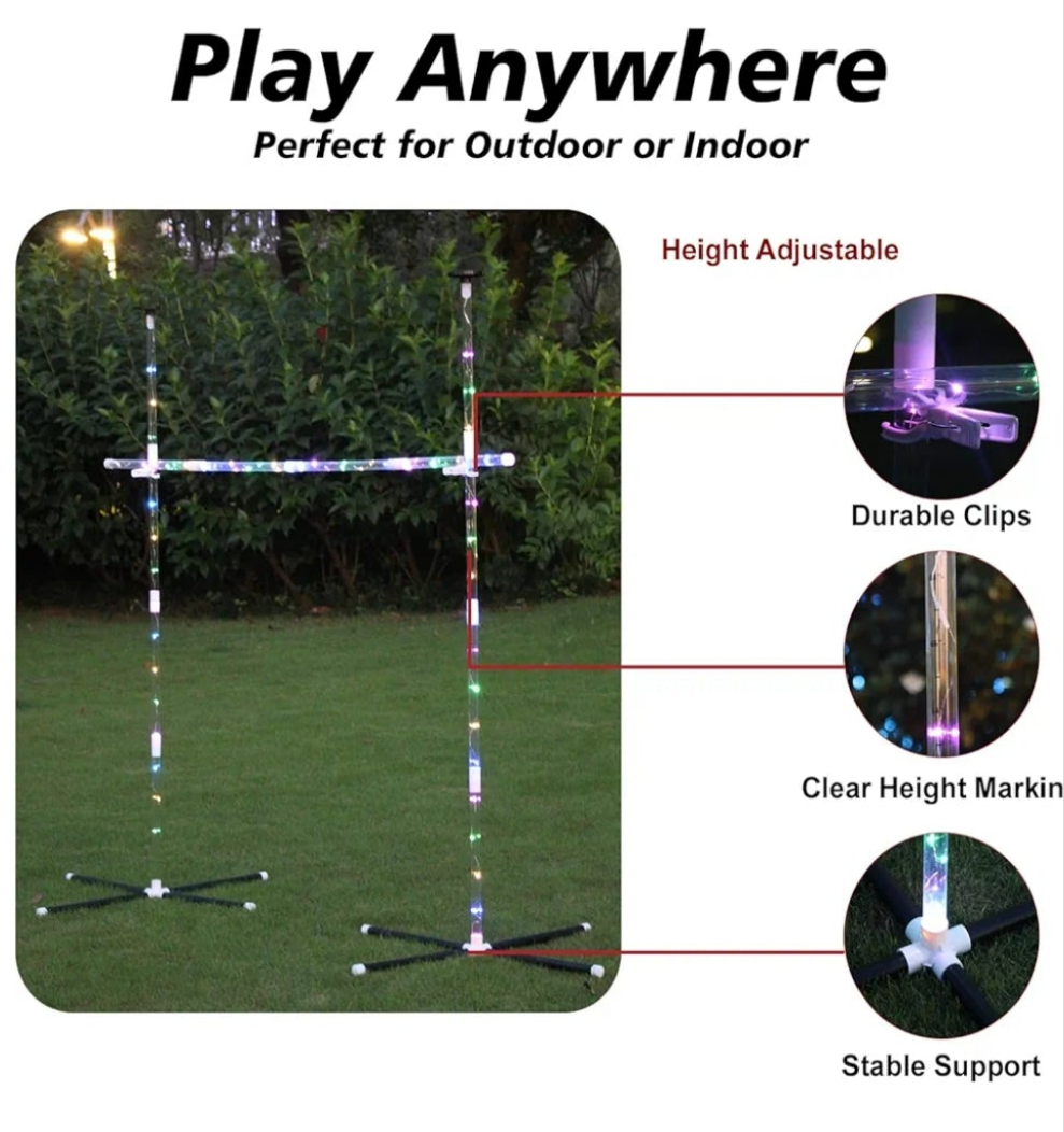 Outdoor Yard Games for Adults and Family, 2 in 1 Limbo Game Flying Disc Games Set with Light, Sutiable for Backyards, Beach, Lawn, Party