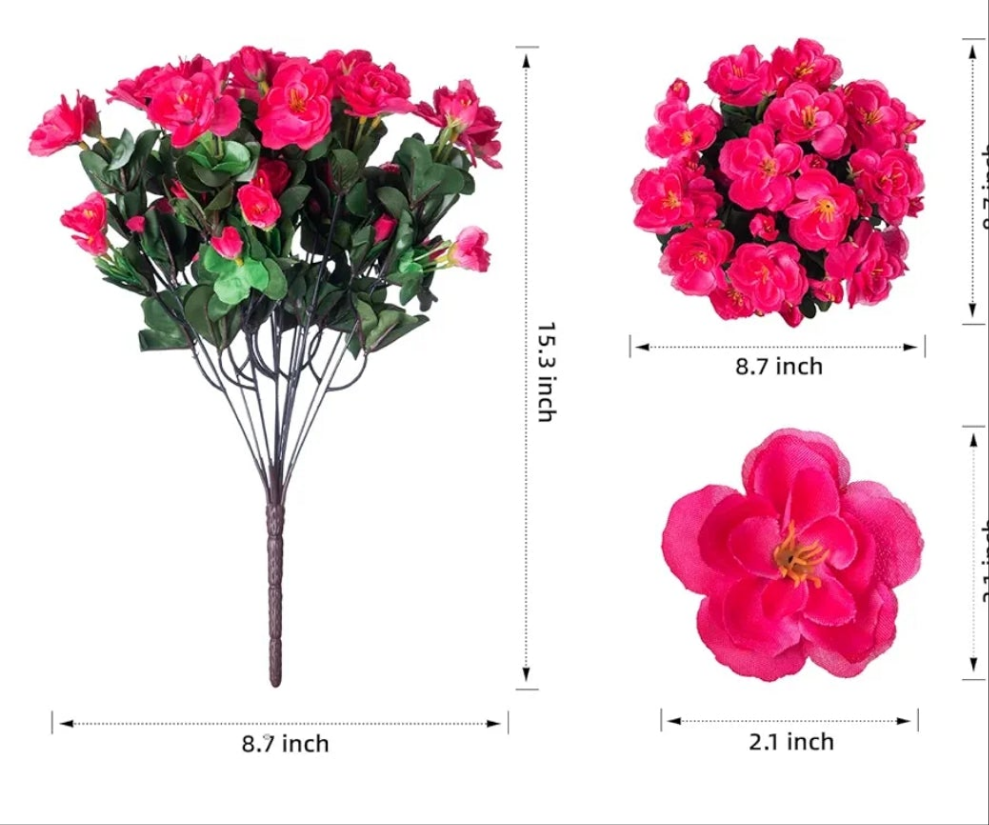 3pack Artificial Faux Flowers Plants for Outdoor Outside,Fake Silk Colorful Camellia UV Resistant Look Real and 3 Planter Pots Porch Patio Balcony Garden Yard Home, 3 Bundles flowers