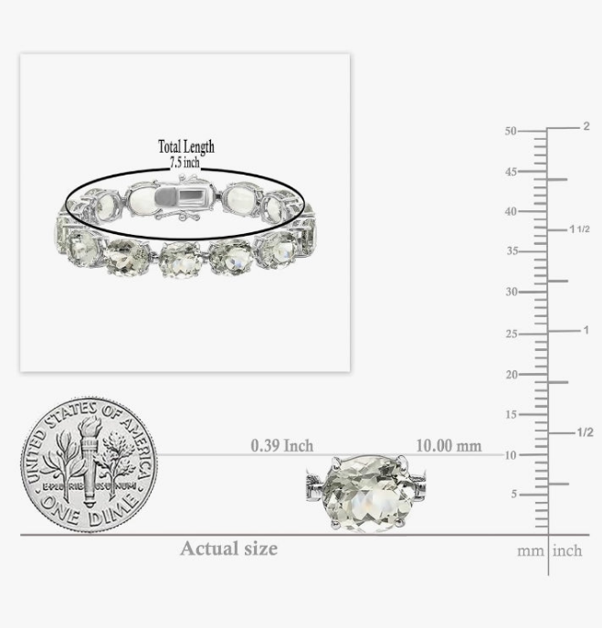 12X10mm Oval Green Amethyst Rectangular Grooves Tennis Bracelet for Women in 925 Sterling Silver