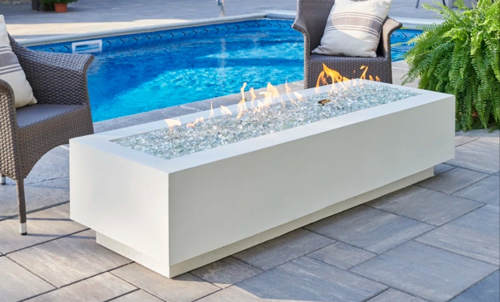 Rectangle Concrete Smokeless Fire Pit Table with Lid