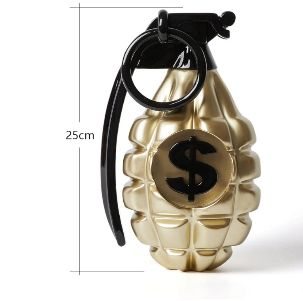 Grenade Decor Statue Modern Sculpture Arts Table Centerpiece Figurine Polyresin Champagne 10 inch