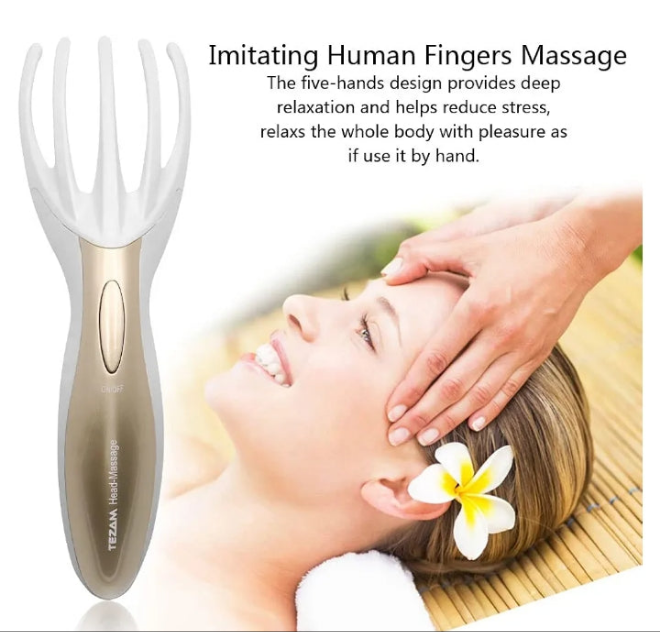 Electric Head Massager Neck Massage Octopus Scalp Stress Relax Spa Therapy Healing, Soft Resin Finger Gripper Claw Electronic Head Spa Vibration Scalp Massage Tool