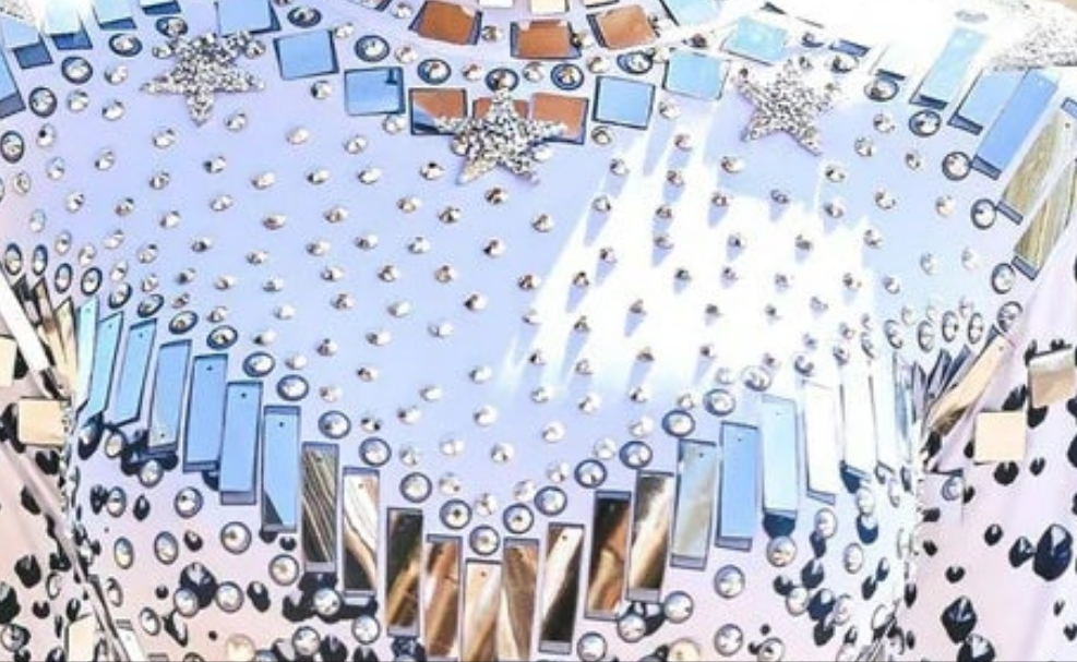 Sequin Rhinestone Dress White And Silver COCOMONEY