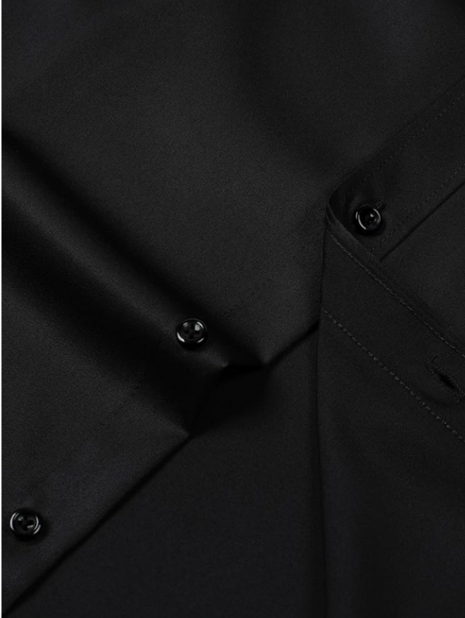 Men's Stretch Wrinkle Free Dress Shirts Formal Wedding Prom Long Sleeve Slim Fit Button Down Shirts