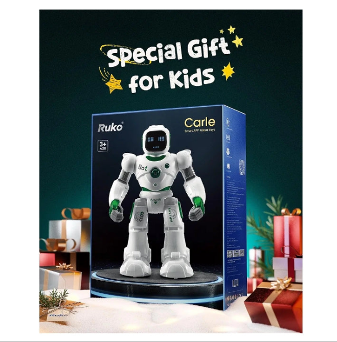 Ruko Large Intelligent Robot Toys for Kids, Voice and App Control Smart Remote Control Carle Robots, Programmable Interactive Music Girls Boys Toys, Gifts for Kids 4 +