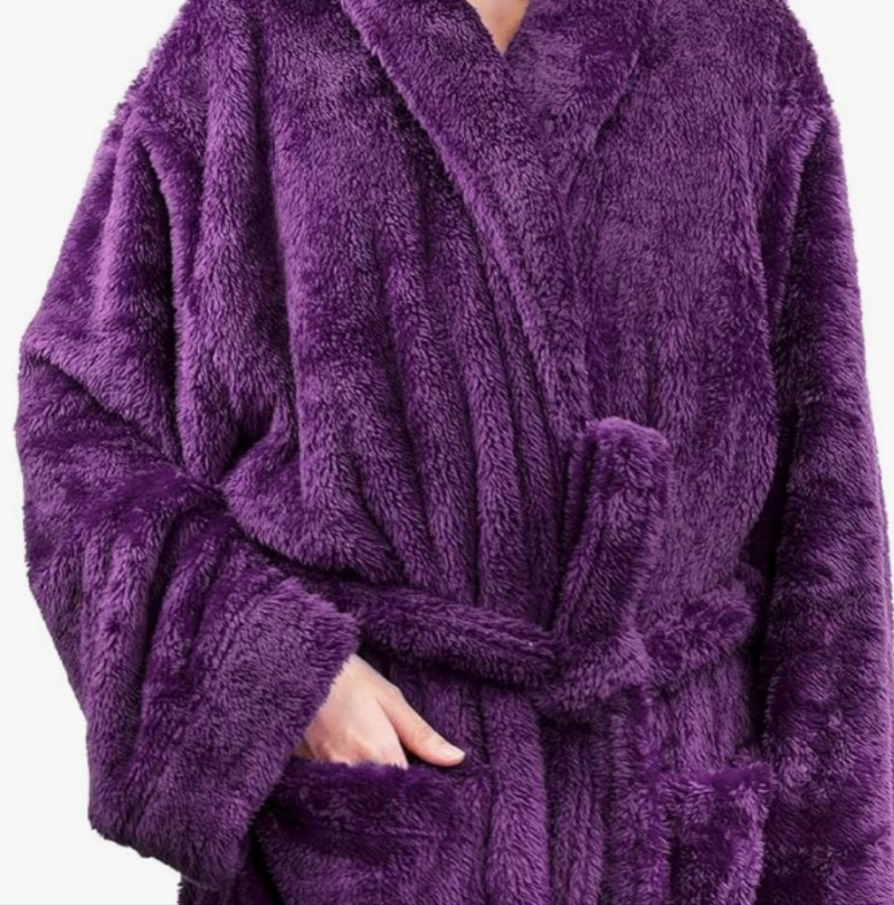 Plush Soft Robe Fluffy, Warm, Fleece Shaggy Bathrobe Cocomoney