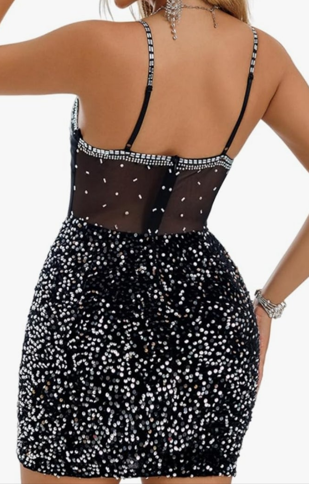 Rhinestone Sequin Party Dress Ruched Full Slip Dress Cocktail Homecoming Clubwear Cocomoney