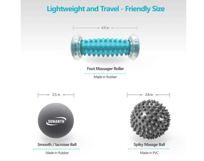 Foot Massager Roller,Massage Lacrosse Ball,Spiky Ball Therapy Set for Relieve Plantar Fasciitis,Heel & Foot Arch Pain and Deep Tissue Massage