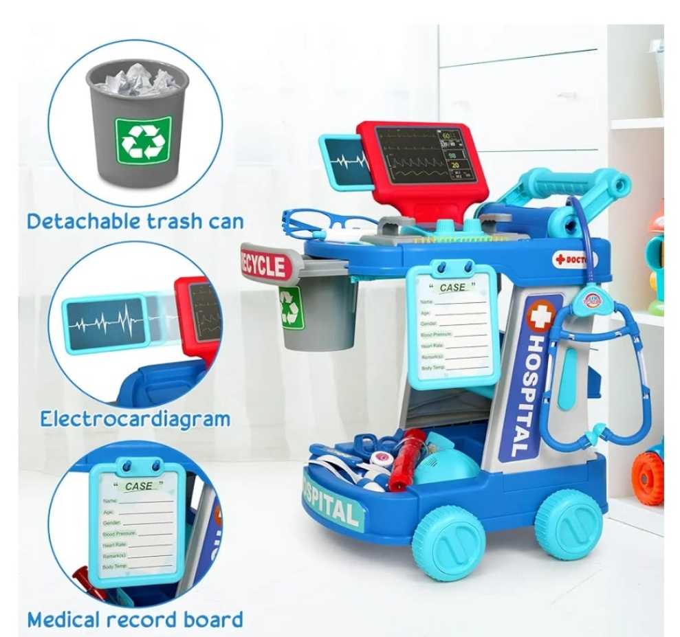 Doctor Kit for kids 3+ Medical Kit Toy Doctor Cart Stethoscope and Other Accessories Boy and Girl Fun Role Playing Game Toy Kids Pretend Play Girls Toys for 3+ There's 4 sets to choose from. Choose your set below.