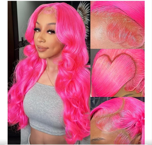 Pink Lace Front Wig Human Hair 200 Density 13x4 Body Wave HD Lace Front Wigs Human Hair Pre Plucked Human Hair Lace Front Wigs Colored 20 Inch