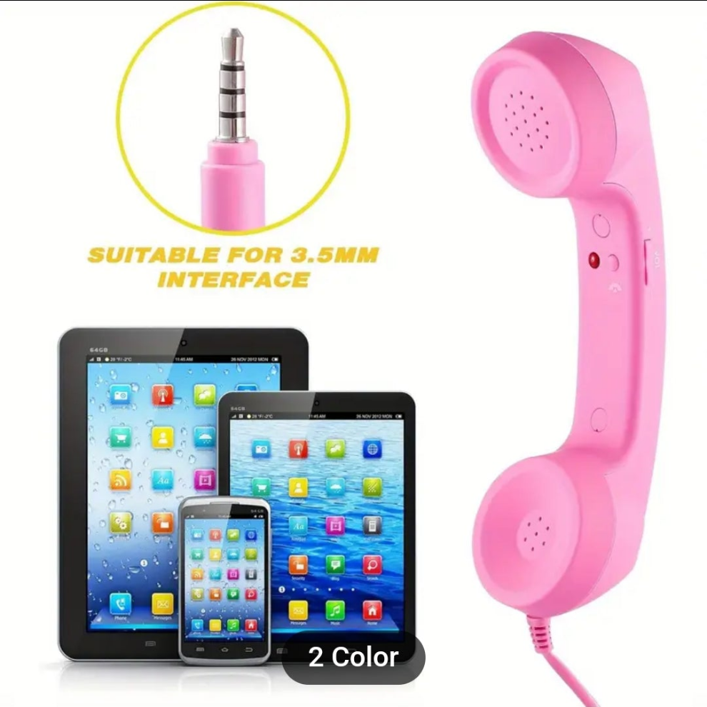 Vintage-Style 3.5mm Handheld Phone Receiver - Anti-Radiation, Noise Reduction, USB Powered - Perfect for Sports Fans & Gifts
