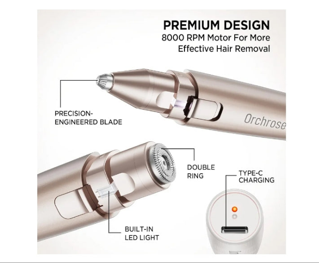 with Light Eyebrow Trimmer for Women: Portable Rechargeable 2 in 1 Eyebrow Trimmer for Women for Face Eyebrows Peach Fuzz Lips