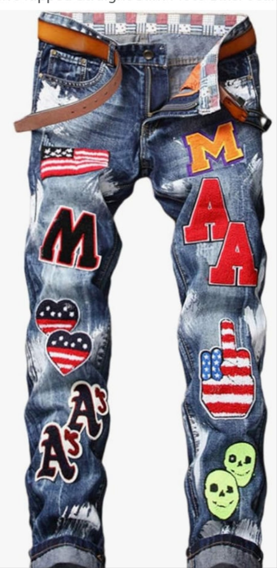 Men's Ripped Straight Slim Moto Biker Jeans