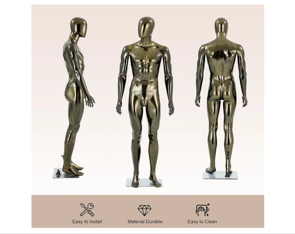 Mannequin Dress Form Display - Manikin Torso Stand Realistic Full Body Mannequin for Retail Clothing Shops, Halloween Christmas Cosplay (Silvery, Female or Male