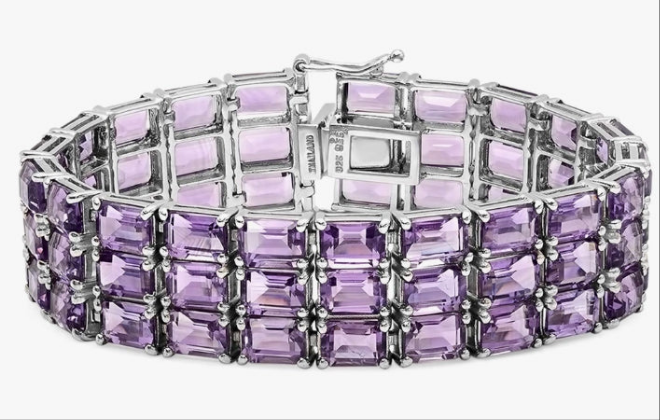 Emerald Gemstone Ladies Tennis Bracelet, Sterling Silver