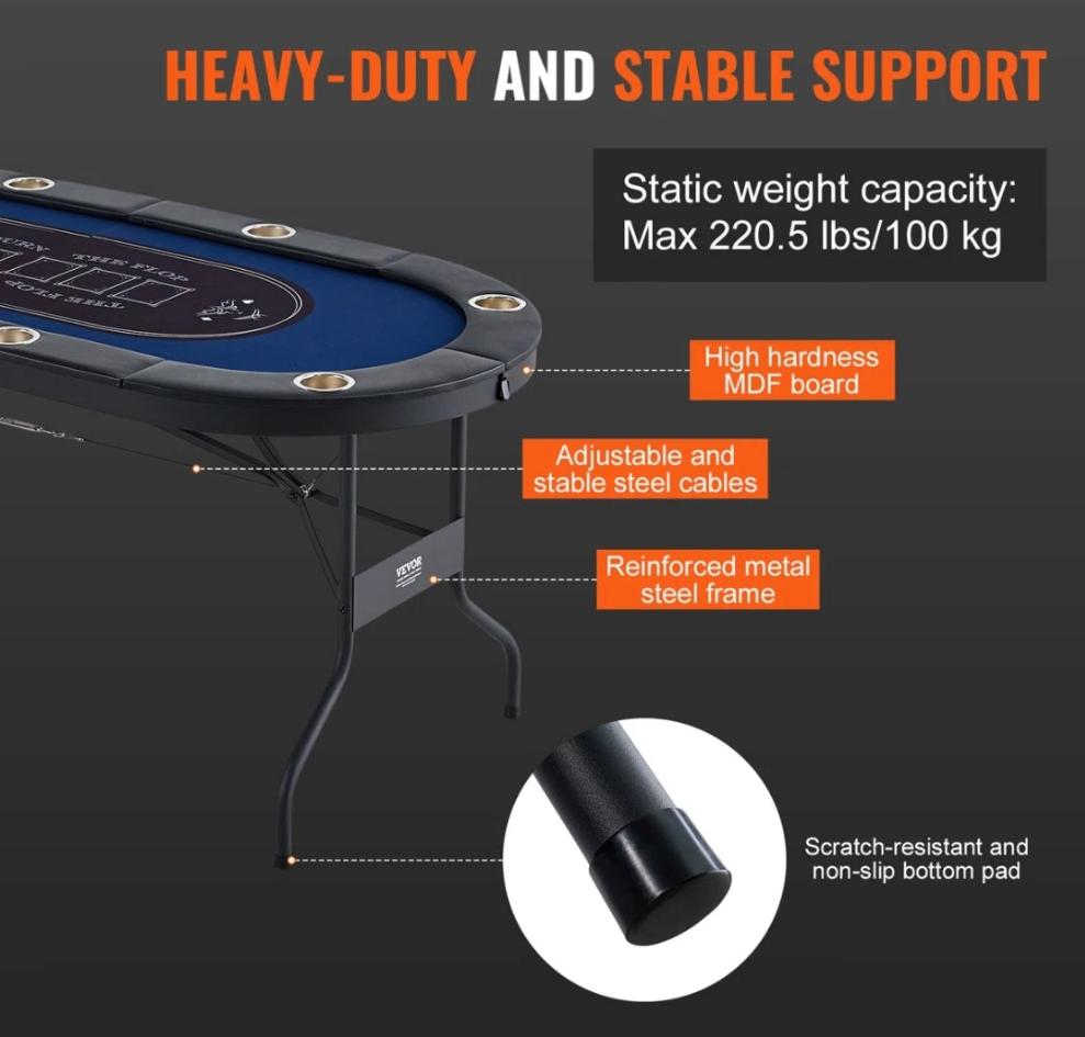 8 Player Foldable Poker Table for a night of fun