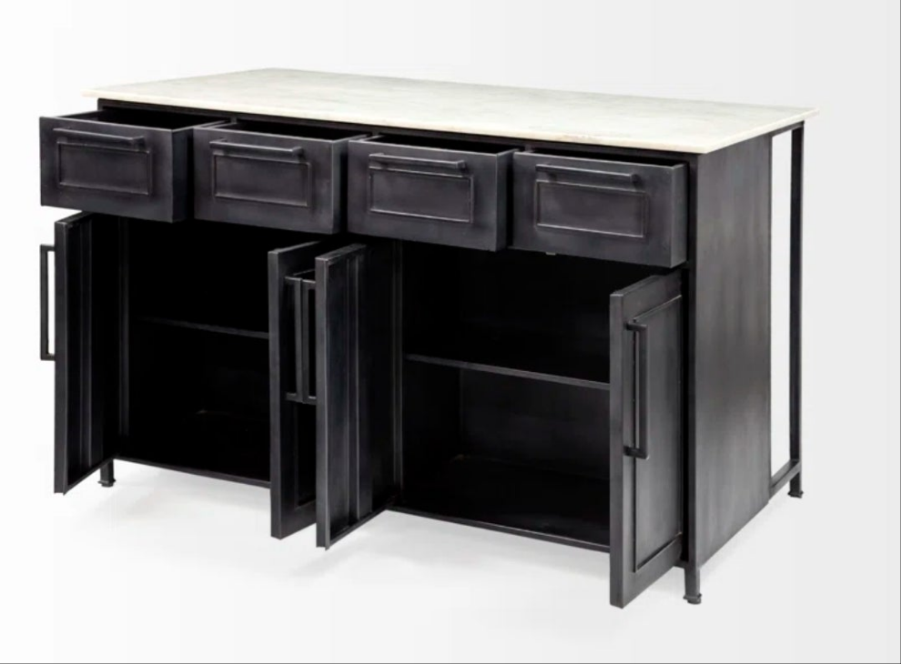 Marble Top Kitchen Island Black
