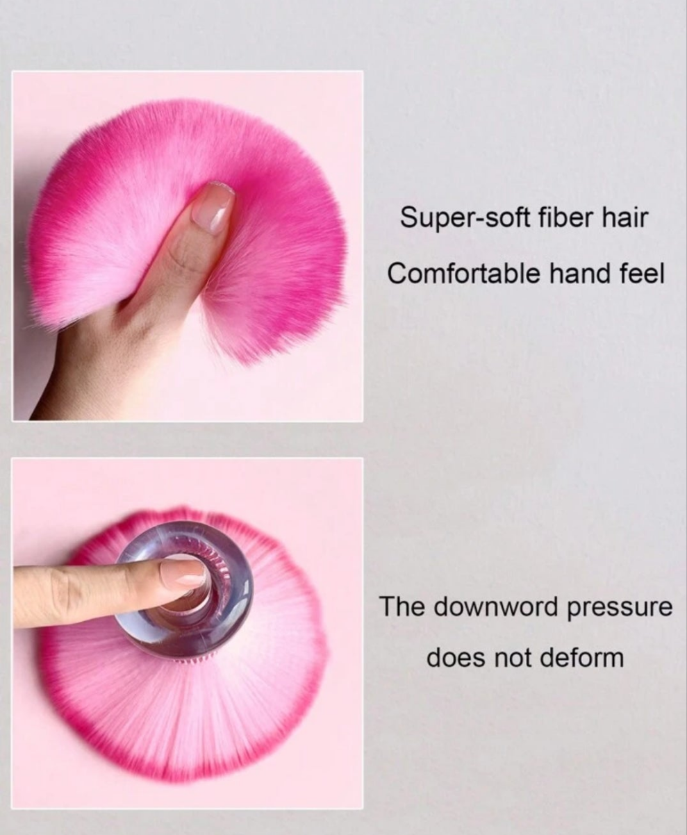 1pc Pink Rhinestone MAKEUP POWDER BLUSH BRUSH Large Size Soft Bristle Nail Art Dust Brush, Nail Surface Cleaning