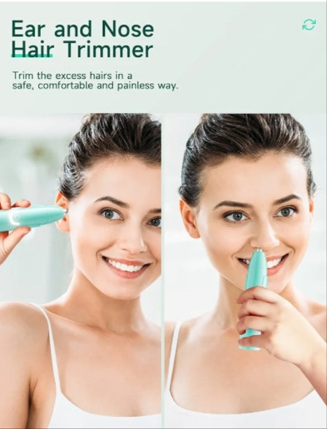 Rechargeable Ear and Nose Hair Trimmer - 2024 Professional Painless Eyebrow & Facial Hair Trimmer for Men Women, Powerful Motor and Dual-Edge Blades for Smoother Cutting