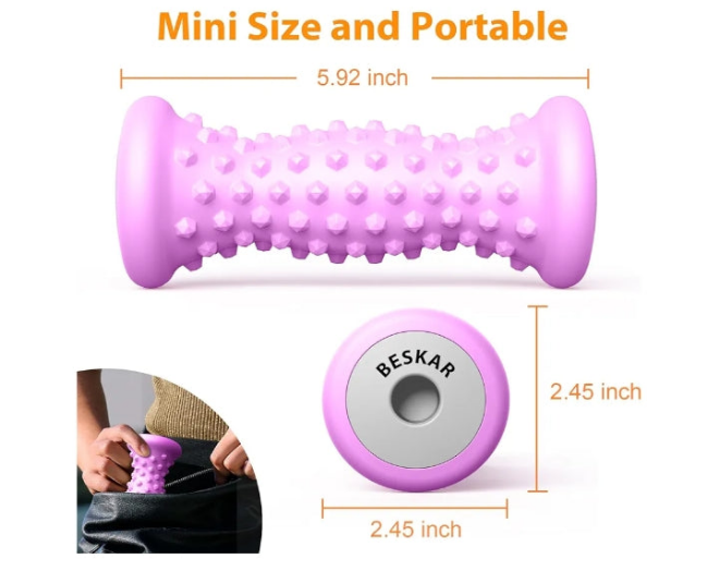 Foot Massage Roller for Plantar Fasciitis Relief, Portable Foot Roller to Deep Tissue Muscle Massage, Foot Arch and Heel Pain, Foot Trigger Point Therapy Reflexology Tool Arm Hand Leg